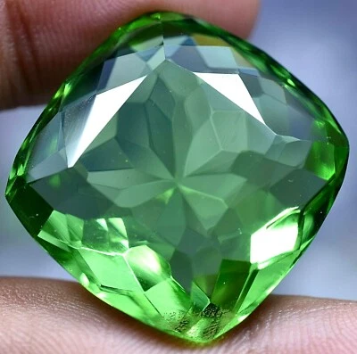 Lab Created Green Peridot 58.55 Ct GGL Certified Cushion Cut TOP QUALITY Gem - Image 1 of 4