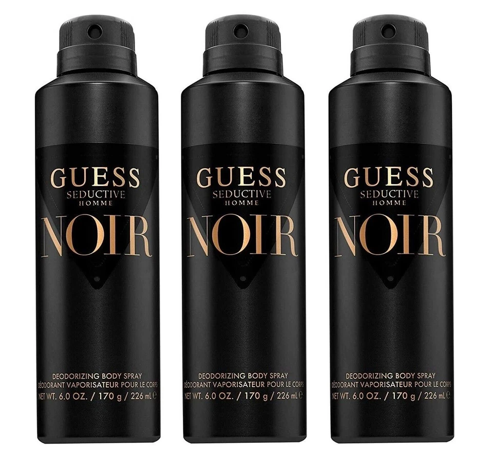 *УПАКОВКА ИЗ 3* GUESS СОБЛАЗНИТЕЛЬНЫЙ HOMME NOIR дезодорирующий спрей для тела 6,0 унц для мужчин НОВЫЙ - Изображение 1 из 1