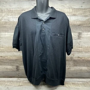 Vintage Knightsbridge Black Short Sleeve Polo French Terry Polo 4XL New w/ Flaw - Picture 1 of 8