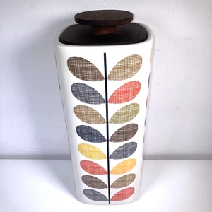 Orla Kiely Spaghetti Pasta Jar Ceramic Multi Stem Leaf Pattern with Wooden Lid - Picture 1 of 19
