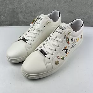 Aldo x Looney Tunes White Leather Sneakers Shoes Gold Men's Athletic Size 12 - Picture 1 of 9