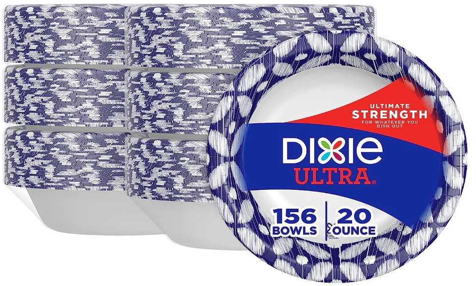 Dixie Ultra Disposable Paper Bowls, 20Oz,Dinner or Lunch Size Printed
