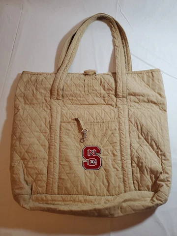 NC State Tote Bag  TRAVEL SHOPPING BEACH POOL BAG BEIGE RED EMBROIDERED Cover