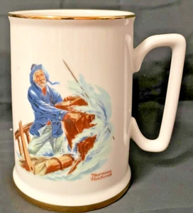 Norman Rockwell "Braving the Storm" Seafarers Tankard Collection 1984 White/Gold - Picture 1 of 7