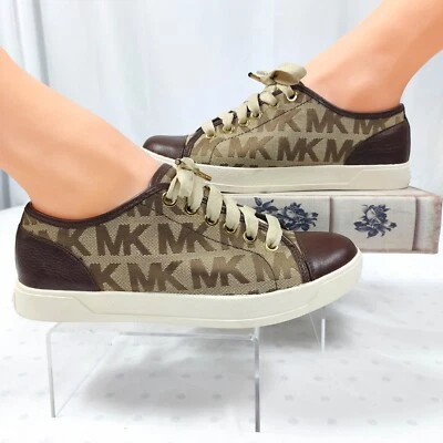 Michael Kors Logo City Sneakers Womens Sz 5 1/2 Medium Brown Excellent Condition - Image 1 of 4