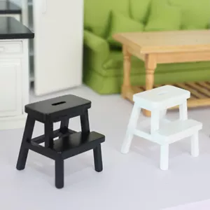 1:12 Scale Dollhouse Miniatures Double Layer Stool Flower Bench Wood Accessories - Picture 1 of 17