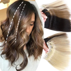 Mini almohadilla para cabello sin costuras 100% Remy extensión de cabello humano con clip parche lateral trama Reino Unido - Imagen 1 de 24