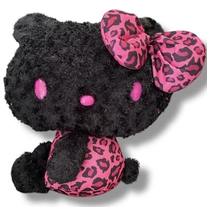 Hello Kitty Black Fur Pink Leopard Print Plush Toy Extra Large 40cm Sanrio EUC - Picture 1 of 22