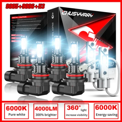 For BMW 325I 325IS 325IX 1988 1989 6000K LED Headlights + Fog Lights Bulbs Combo - Image 1 of 4