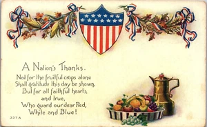 Tarjeta postal A Nation's Thanks sin sello Día de los Caídos Día de los Veteranos sin publicar PC244 - Imagen 1 de 2