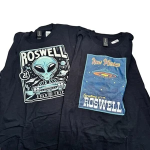 2 Kids ROSWELL New Mexico Aliens UFO T shirts Gildan Soft Size L Youth NEW - Picture 1 of 7