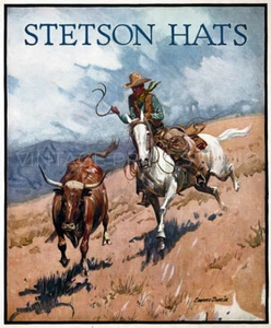 Pistola Bull and Cowboy Colt Vintage Publicidad Giclee Estampado en Lona 20x24 - Imagen 1 de 3