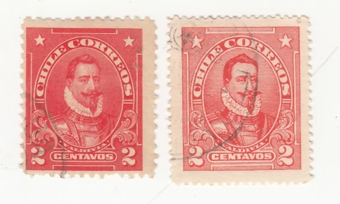 Chile 1911-1915. Pedro de Valdivia. 2c. Scarlet & red. Sc# 99 & 128. Used Cover