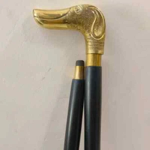 Walking Stick Dog's Head Handle Beautiful Solid Brass Walking Stick Walking Cane - Picture 1 of 9