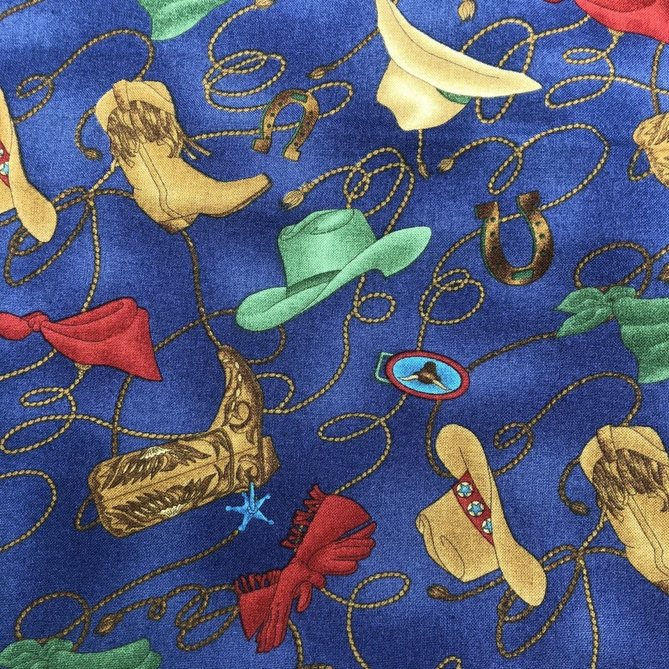 Horsin Around Cheri L Strole Azul Vaquero Occidental Moda Tela Algodón 74" x 45" Foto 1 de 4
