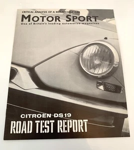 Orig VTG MOTOR SPORT Citroen DS19 Road Test Report 8 pgs Beverly Hills Dealer - Picture 1 of 5
