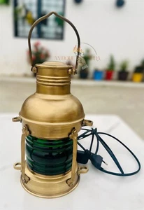 Antique copper brass Electric Lantern 12 Ship Lamp Boat Maritime Collectible - Picture 1 of 8