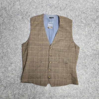 Chaleco J Peterman Hombres M Marrón Negro Príncipe de Gales Cuadros Glen Forro Azul a Cuadros Foto 1 de 4