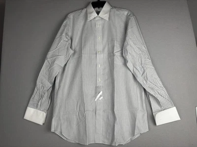 Paul Fredrick Shirt Mens 16-35 French Cuff Dress Easy Care Stripe Wrinkle Free - Image 1 of 4
