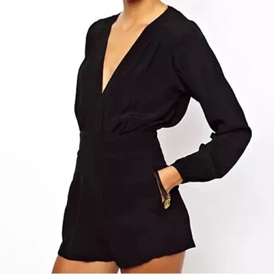 Motel Rocks Jet Romper Playsuit with plunging neckline - Large - Image 1 of 4