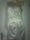Lipsy Silver Satin Ruched Cocktail Dress with Chiffon Slit Sleeve UK12 BNWoT
