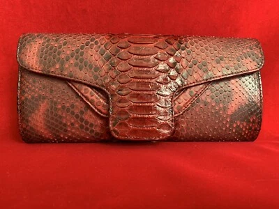 Sergio Rossi Burgundy Python Leather Clutch - Image 1 of 4