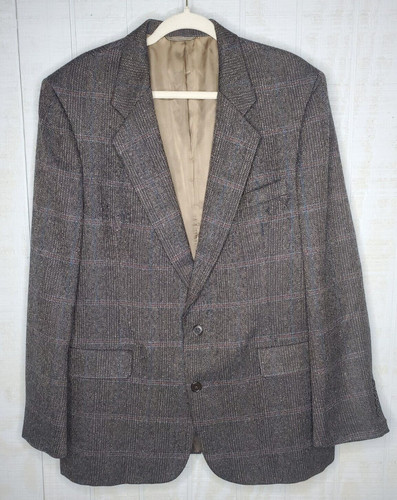 Giacca blazer Christian Dior Monsieur tweed marrone a quadri 2 bottoni 44R finestra