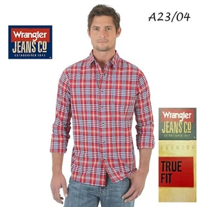 WRANGLER JEANS NEW Red True Fit Long Sleeve Cotton Button Shirt Big 2XL QCO - Picture 1 of 7