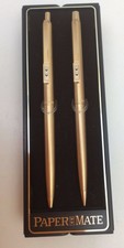 Vintage - Papermate Gold Ballpoint Pen & Pencil Set in a Original Box - Superb