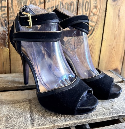 Scarpe Coach oro nero tacco fibbia donna misura 8 5 plateau