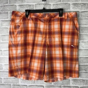 Puma Golf Sunburst Orange Plaid Casual Golf Shorts Mens 40 x 9" Inseam - Picture 1 of 8