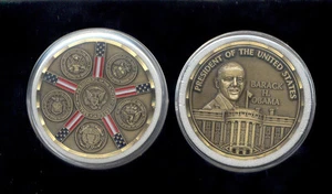 Barack Obama  President of the  United States Seal Engraved 2 inch large coin - Picture 1 of 1