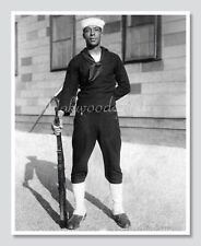 WWII Black Sailor in Uniform with Rifle c1940s - Vintage Photo Reprint