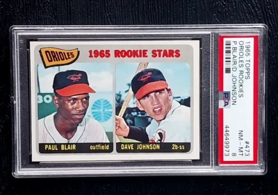 1965 TOPPS PAUL BLAIR DAVE JOHNSON ROOKIE CARD #473 **SHARP** PSA 8 NRMT-MINT - Image 1 of 4
