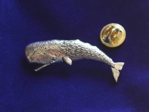 Insignia prendedor solapa peltre cachalote con bolsa de regalo, corbata broche metal plateado - Imagen 1 de 2