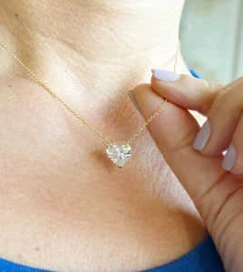 Herz Diamant Krappe Solitär Anhänger IGI zertifiziert 14k massiv Gelbgold 3,00ct - Bild 1 von 10