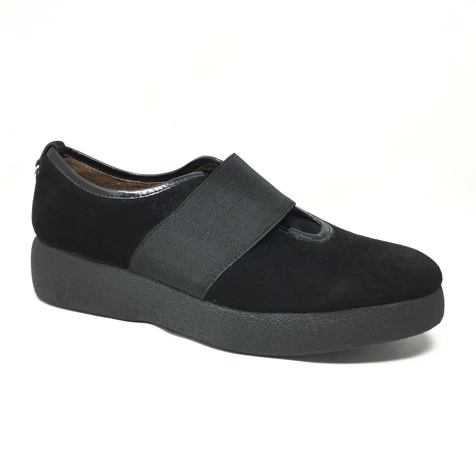 Sapatos Mocassim Donald J Pliner Jasper Tamancos Feminino Tamanho 8 Preto Camurça Slip On - Imagem 1 de 4