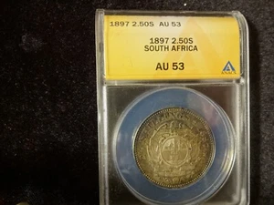1897 South Africa 2 1/2 Shillings AU 53 - Picture 1 of 2