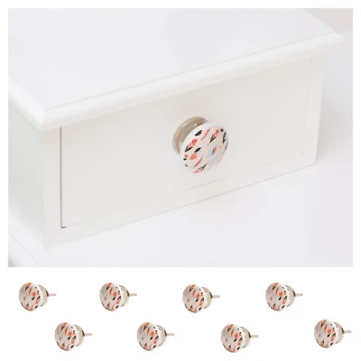 8 X Möbelknöpfe Set Griffe Schwarz Weiß Keramik Knöpfe Knäufe Knober Feder top  - Bild 1 von 2