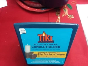 Tiki Brand Mehrzweck Keramik Kerzenhalter Piller Kerzen oder Teelichter Blau - Bild 1 von 1