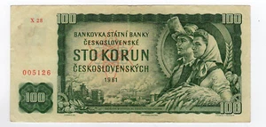 Banknote von 1961 Tschechoslowakei 100 Kronen /RUBB39 - Bild 1 von 2