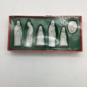 Bisque Porcelain Nativity 6 Piece Set  Miniature In Original Box - Picture 1 of 8