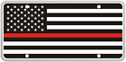 Thin Red Line Over Black & White Us Flag Souvenir License Plate