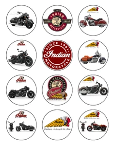 Indian Chief Motorcycle Edible Cupcake Toppers Icing Cake Decoration (2 Designs) - Picture 1 of 4