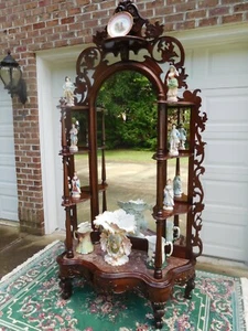 STYLISH VICTORIAN ROCOCO REVIVAL ROSEWOOD ETAGERE - Picture 1 of 12