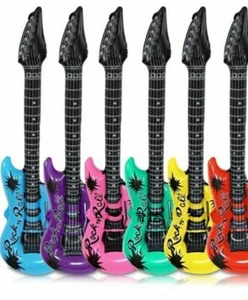 2 Large Inflatable Guitars Karaoke Music Birthday Party Favor Decoration Pretend - Picture 1 of 1