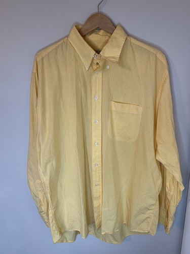 Camicia abito vintage Burberry London da uomo giallo bianco a scacchi abbottonati taglia XL