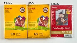 Lot of 2 Packs Kodak 4x6 Glossy Photo Paper & Canon 4x6 Photo Paper Plus Glossy - Zdjęcie 1 z 3