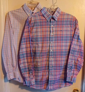 Lot of 2 Kids Youth Vineyard Vines Size Large L 16 Plaid Button Down Shirt Whale - Picture 1 of 15