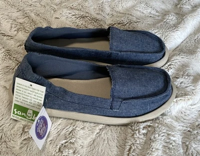 Sanuk Yoga Mat Denim Azul Acera Surfer Zapatos Para Mujer Sin Cordones Talla 7 -NUEVO- Foto 1 de 4